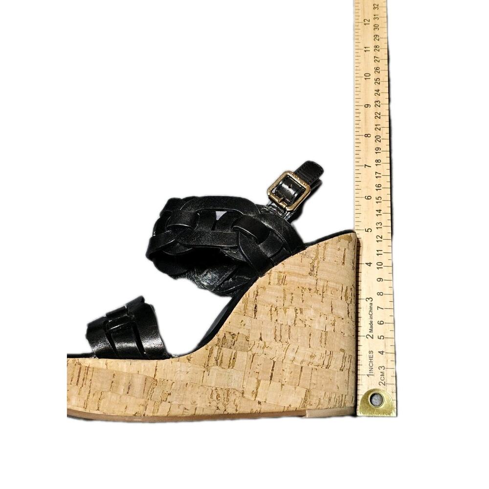 Tory Burch Shoes Womens Size 6 Black Cork Wedge Open Toe Sandals Shoes - Picture 7 of 12